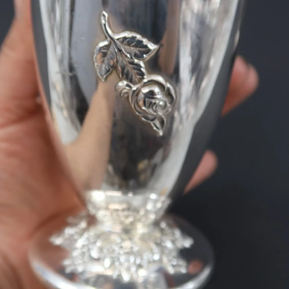 International Silver Co Goblet Silver Plate with a Rose and matching Spoon